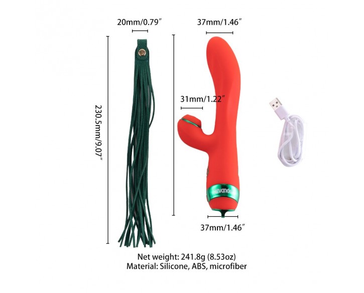 Вібратор-кролик з флогером LOCKINK SEVANDA Whip Vibrating Massage Wand - Red & Green