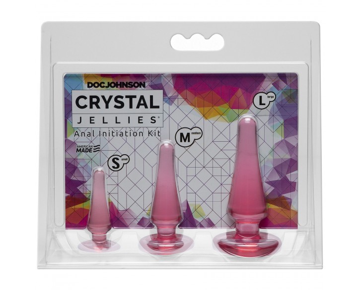 Набір анальних пробок Doc Johnson Crystal Jellies - Pink, макс. діаметр 2см - 3 см - 4 см