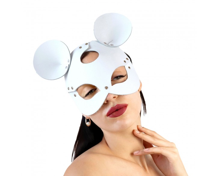 Шкіряна маска зайчика Art of Sex - Mouse Mask, колір Білий