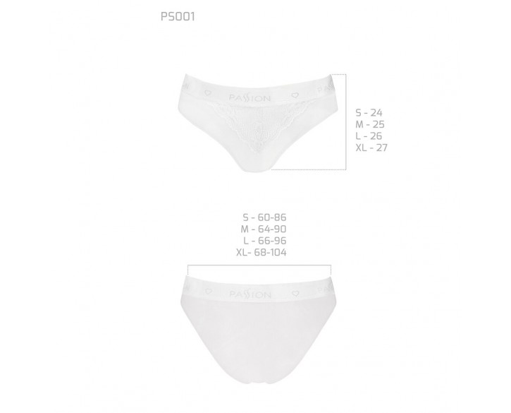 Трусики з широкою гумкою і мереживом Passion PS001 PANTIES white, size S