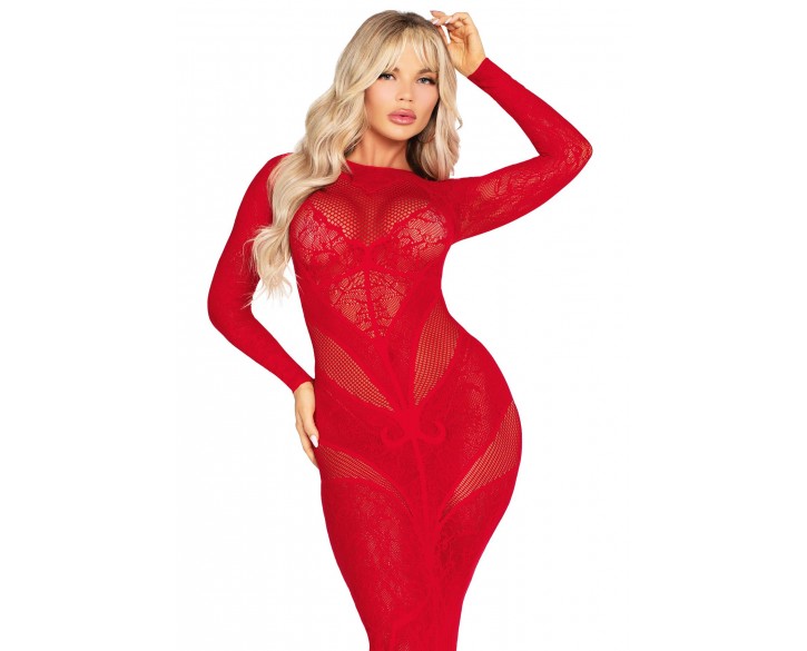 Сукня Leg Avenue Lace and Net Bodycon Gown One Size, Red