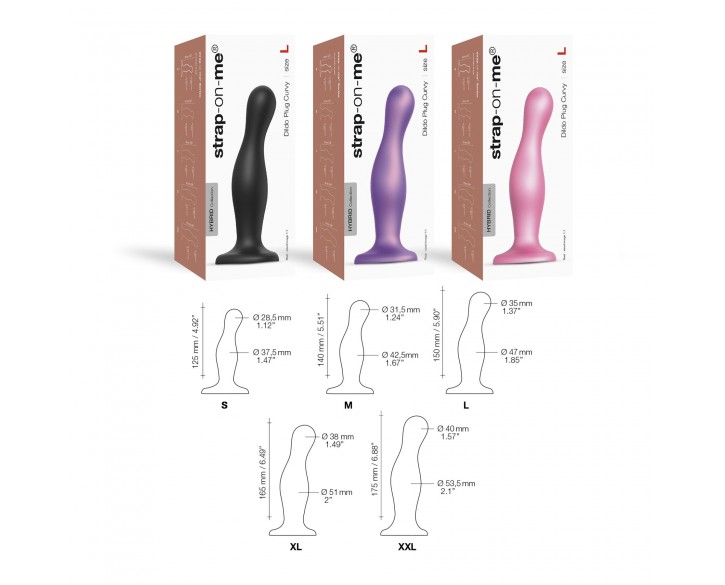 Насадка для страпона Strap-On-Me Dildo Plug Curvy Rose Dragee Metallic M