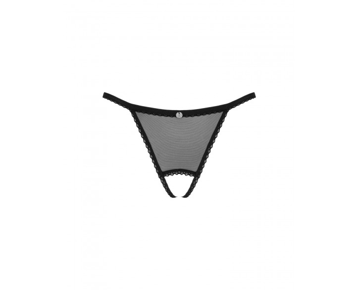 Прозорі стрінги з доступом Obsessive Celia Noir crotchless thong XS/S