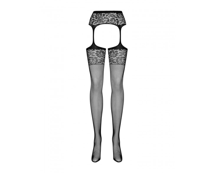 Сітчасті панчохи-стокінги з імітацією гартерів Obsessive Garter stockings S500S/M/L, чорні, з доступ