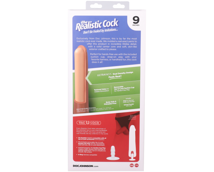 Фалоімітатор Doc Johnson The Realistic Cock ULTRASKYN - 9 Inch Chocolate