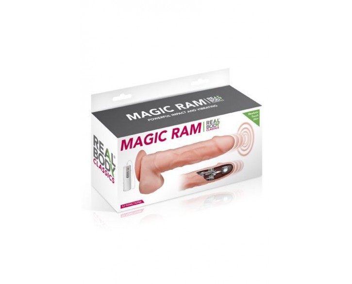 Фалоімітатор-пульсатор із вібрацією Real Body — Magic Ram, діаметр 4 см, рух вперед-назад