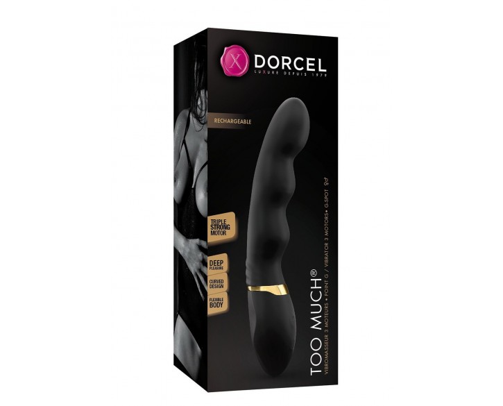 Вібратор ультрастимулювальний Dorcel Too Much Rechargeable Black, гнучкий і потужний, 3 вібромотори