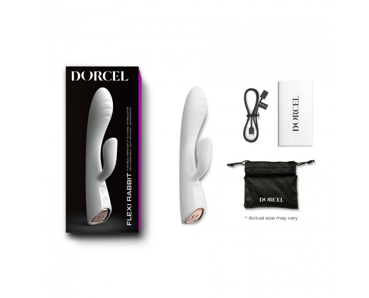 Вібратор-кролик з підігрівом Dorcel FLEXI RABBIT WHITE, гнучкий стовбур