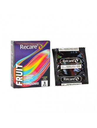 Презервативи Holographic Recare Fruit Flavour Condoms 3 шт, аромати: м'ята, банан, полуниця