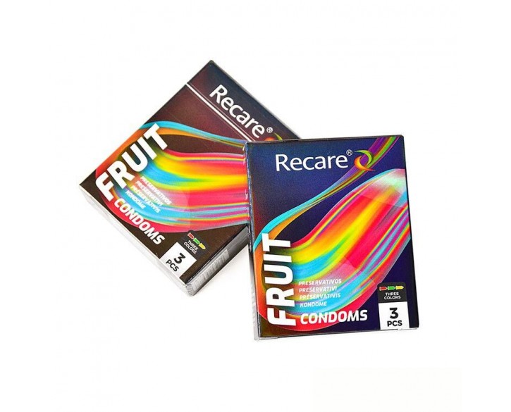 Презервативи Holographic Recare Fruit Flavour Condoms 3 шт, аромати: м'ята, банан, полуниця