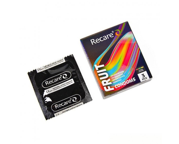 Презервативи Holographic Recare Fruit Flavour Condoms 3 шт, аромати: м'ята, банан, полуниця