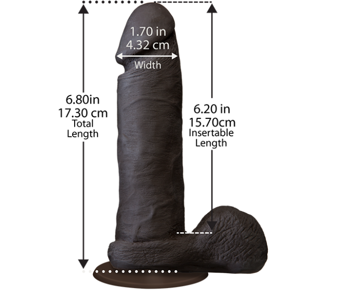 Фалоімітатор Doc Johnson The Realistic Cock 6 inch Black - ULTRASKYN, Vac-U-Lock, діаметр 4,3 см