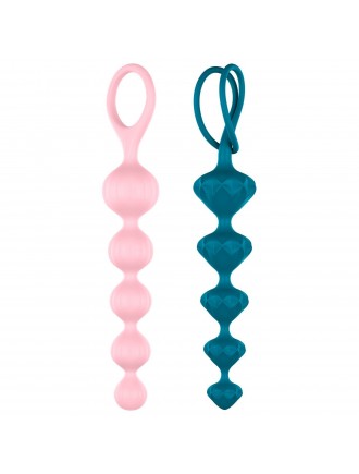 Набір анальних бус Satisfyer Beads Colored, силікон , макс. діаметр 3,3 см і 3,5 см