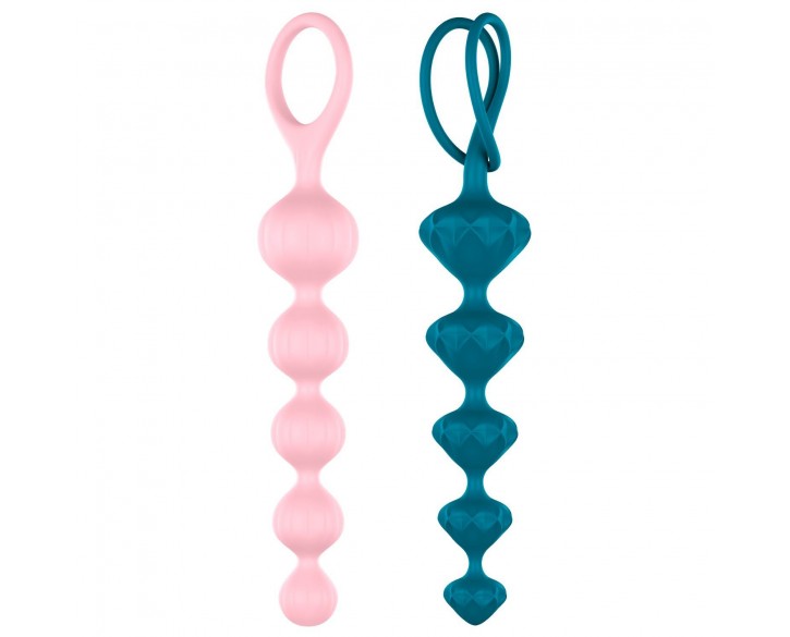 Набір анальних бус Satisfyer Beads Colored, силікон , макс. діаметр 3,3 см і 3,5 см