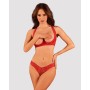 Комплект білизни Obsessive Lacelove cupless 2-pcs set M/L Red, відкритий доступ, відкриті груди