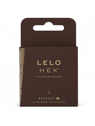 Презервативи LELO HEX Condoms Respect XL 3 Pack, тонкі та суперміцні, збільшений розмір