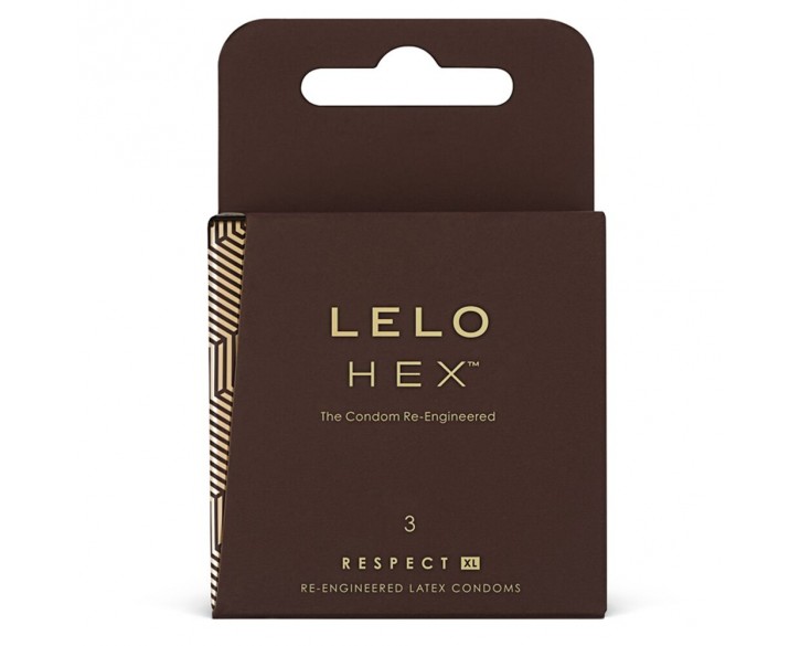 Презервативи LELO HEX Condoms Respect XL 3 Pack, тонкі та суперміцні, збільшений розмір