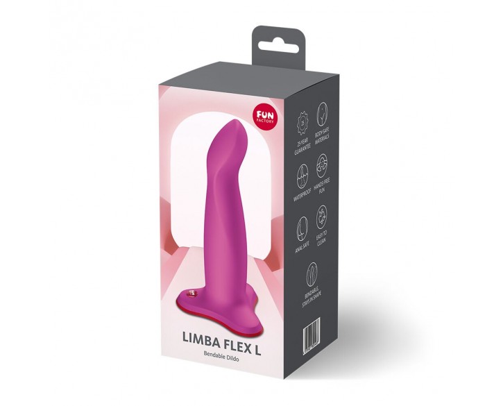 Фалоімітатор Fun Factory LIMBA FLEX L Magenta, гнучкий, з ефектом пам’яті, підходить для точки G