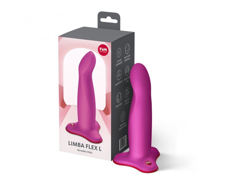 Фалоімітатор Fun Factory LIMBA FLEX L Magenta, гнучкий, з ефектом пам’яті, підходить для точки G