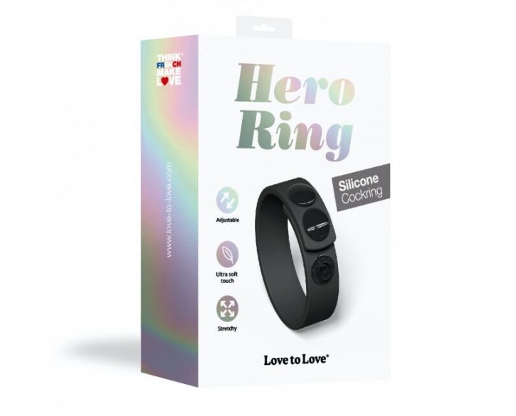 Регульоване ерекційне кільце на кнопках Love To Love HERO RING - BLACK ONYX