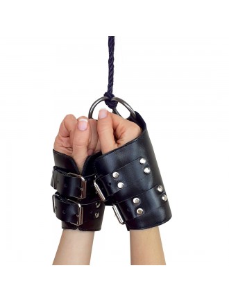 Манжети для підвісу за руки Kinky Hand Cuffs For Suspension з натуральної шкіри, колір чорний