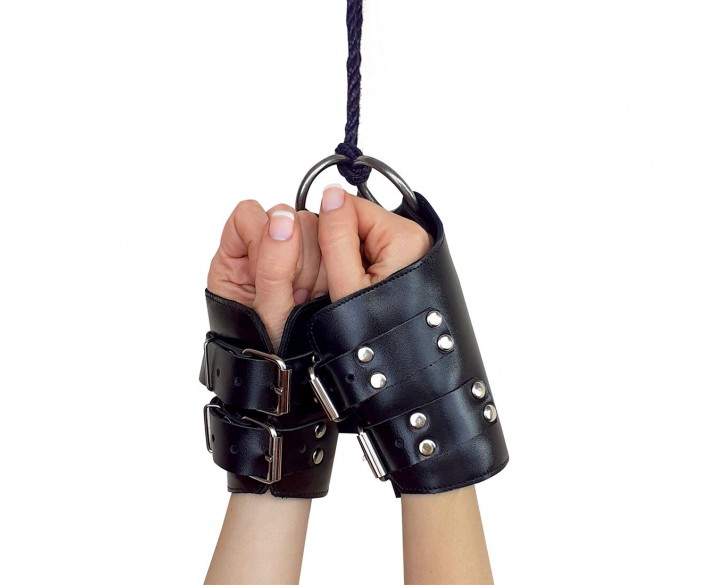 Манжети для підвісу за руки Kinky Hand Cuffs For Suspension з натуральної шкіри, колір чорний