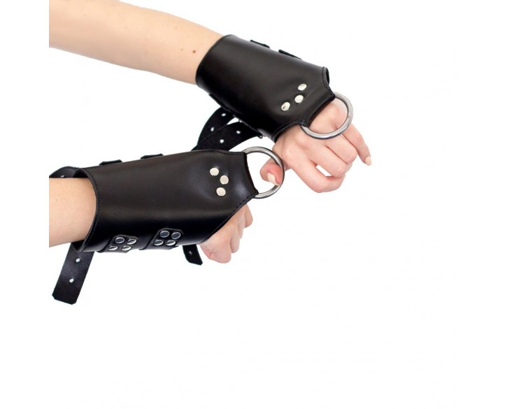 Манжети для підвісу за руки Kinky Hand Cuffs For Suspension з натуральної шкіри, колір чорний