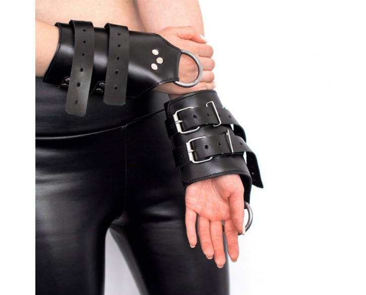 Манжети для підвісу за руки Kinky Hand Cuffs For Suspension з натуральної шкіри, колір чорний