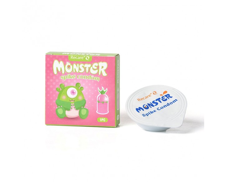 Насадка на член Recare Green Monster Spike Condom (презерватив з рядом кульок і вусиками на кінчику)