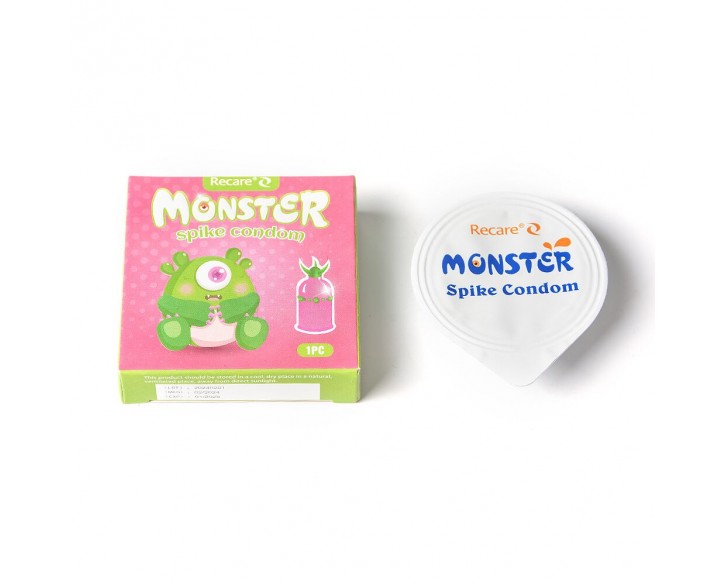 Насадка на член Recare Green Monster Spike Condom (презерватив з рядом кульок і вусиками на кінчику)