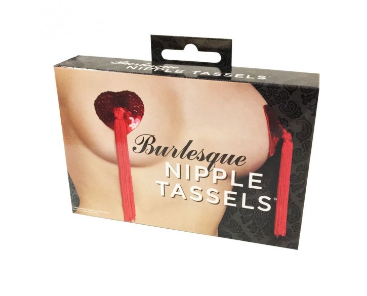 Пэстис - стикини Burlesque Nipple Tassels, наклейки на соски, блестящие сердечки с кисточками