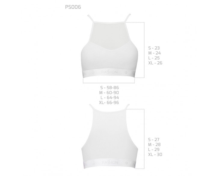 Спортивний топ з прозорою вставкою Passion PS006 TOP white, size L