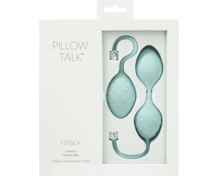 Розкішні вагінальні кульки PILLOW TALK - Frisky Teal з кристалом, діаметр 3,2 см, вага 49-75 гр