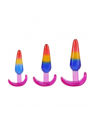 Набір анальних пробок Doc Johnson Crystal Jellies - Anal Trainer Set - Rainbow