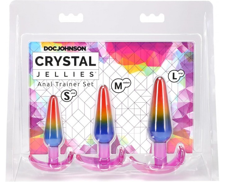 Набір анальних пробок Doc Johnson Crystal Jellies - Anal Trainer Set - Rainbow