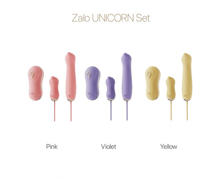 Набір 3в1 Zalo — UNICORN Set Pink, віброяйце, пульсатор, вакуумний стимулятор