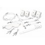 Набір Feral Feelings BDSM Kit 7 White, наручники, поножі, конектор, маска, падл, кляп, затискачі