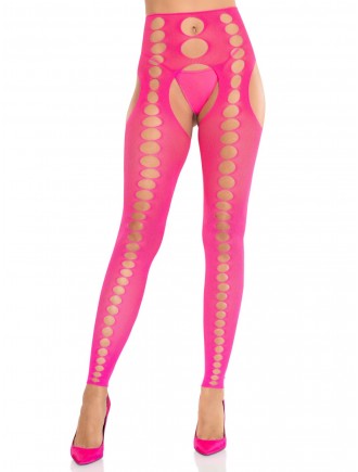 Колготки Leg Avenue Seamless Opaque Footless Suspender Hose One Size Neon Pink