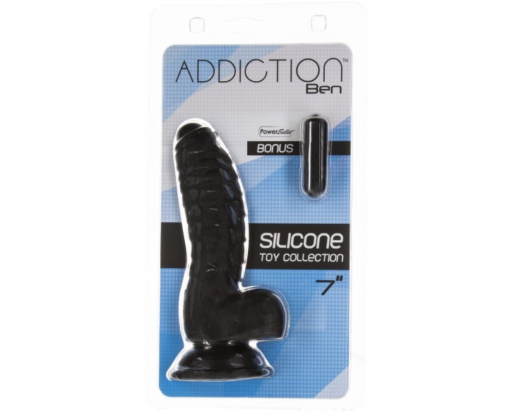 Фалоімітатор ADDICTION Ben 7" Dildo With Balls Black, віброкуля в подарунок