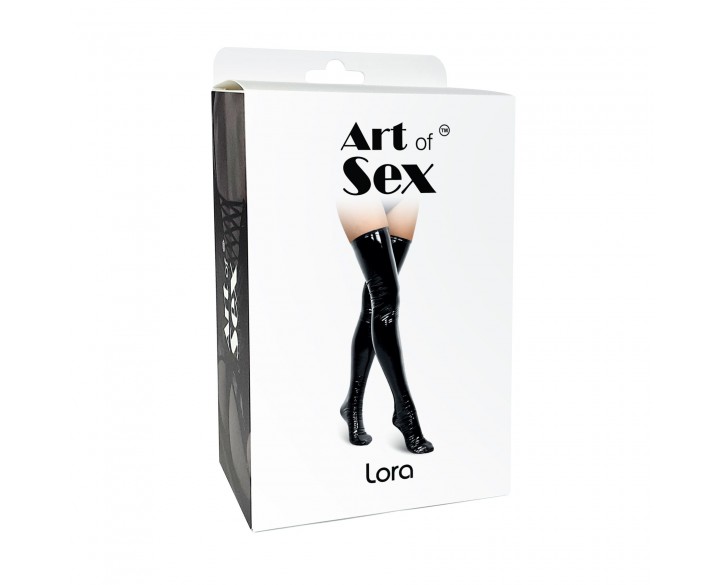 Сексуальні вінілові панчохи Art of Sex - Lora, розмір M, з ефектом голограми