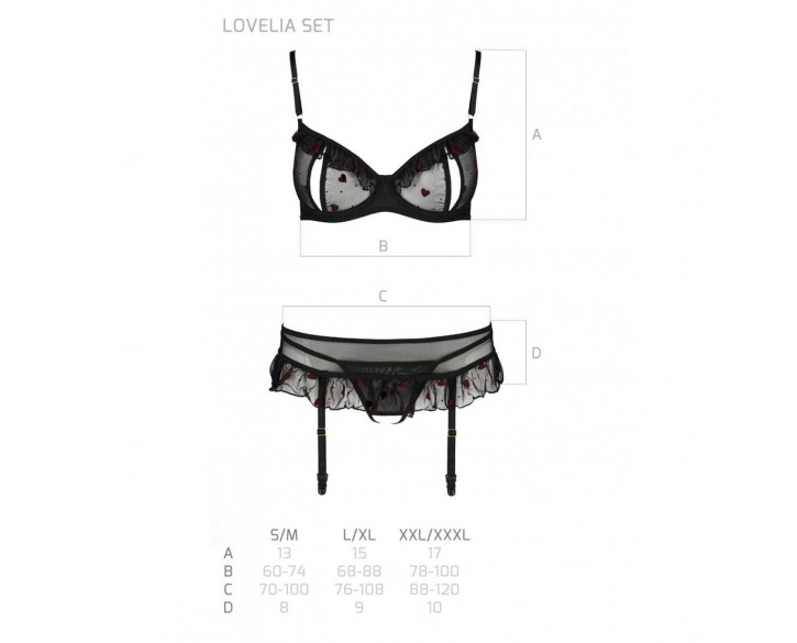 Сексуальний комплект з поясом для панчіх LOVELIA SET black L/XL - Passion