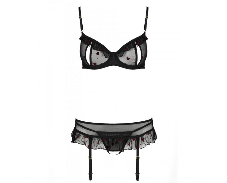 Сексуальний комплект з поясом для панчіх LOVELIA SET black L/XL - Passion