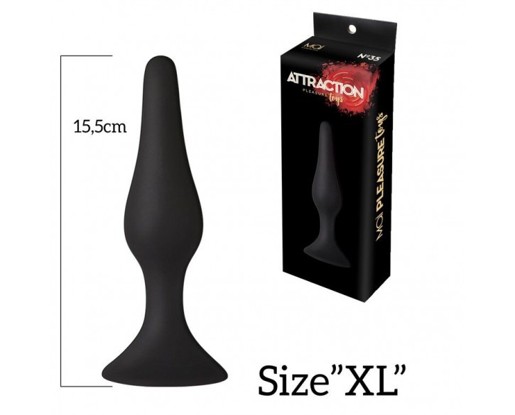 Анальна пробка з присоскою MAI Attraction Toys №35 Black, довжина 15,5 см, діаметр 3,8см