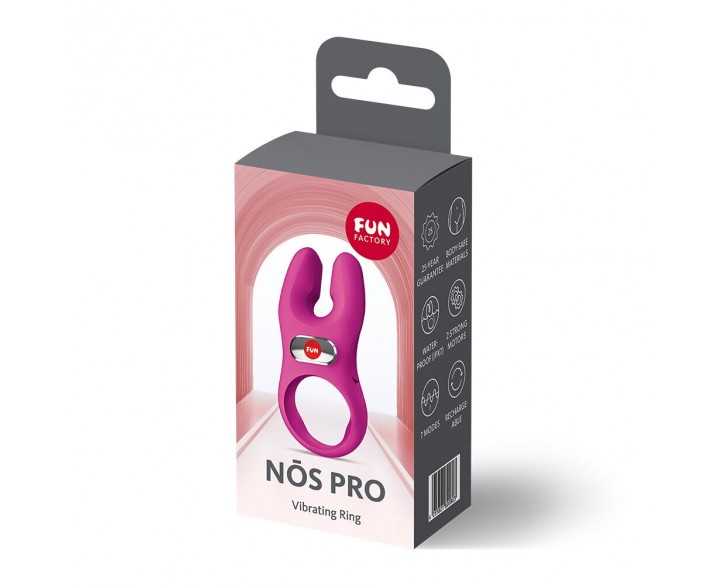 Ерекційне віброкільце з подвійною стимуляцією клітора Fun Factory NŌS PRO Magenta, 2 мотори