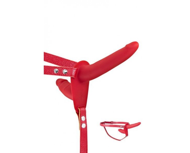 Подвійний страпон Fetish Tentation Strap-On with Double Dildo Red