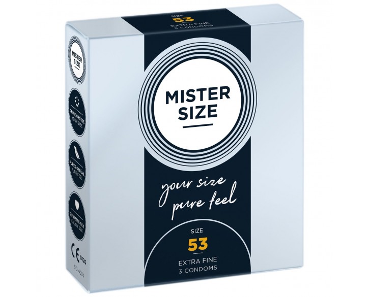 Презервативи Mister Size - pure feel - 53 (3 condoms), товщина 0,05 мм