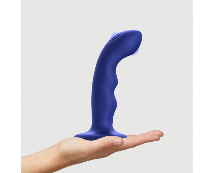 Насадка для страпона з подвійною точковою пульсацією Strap-On-Me TAPPING DILDO WAVE - NIGHT BLUE