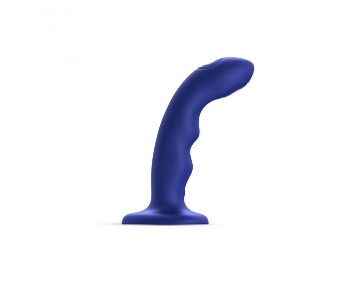 Насадка для страпона з подвійною точковою пульсацією Strap-On-Me TAPPING DILDO WAVE - NIGHT BLUE