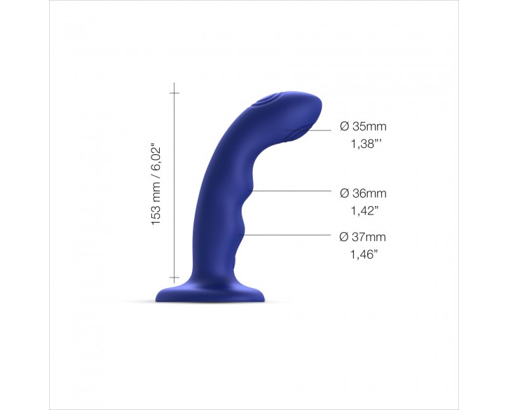 Насадка для страпона з подвійною точковою пульсацією Strap-On-Me TAPPING DILDO WAVE - NIGHT BLUE