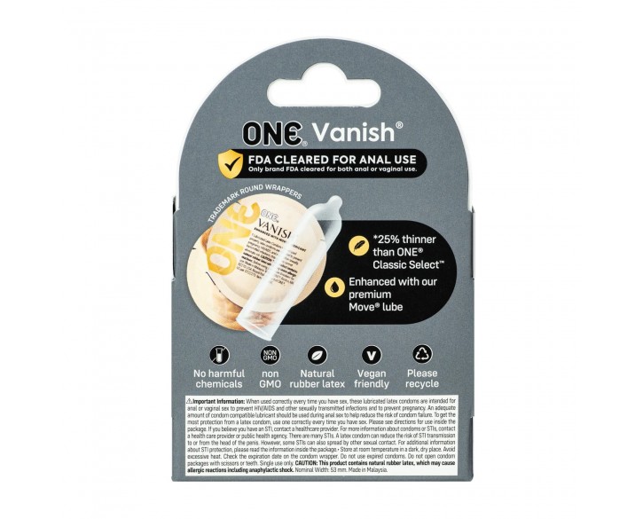 Презервативи ONE Vanish Hyperthin 3 шт, картонна коробка